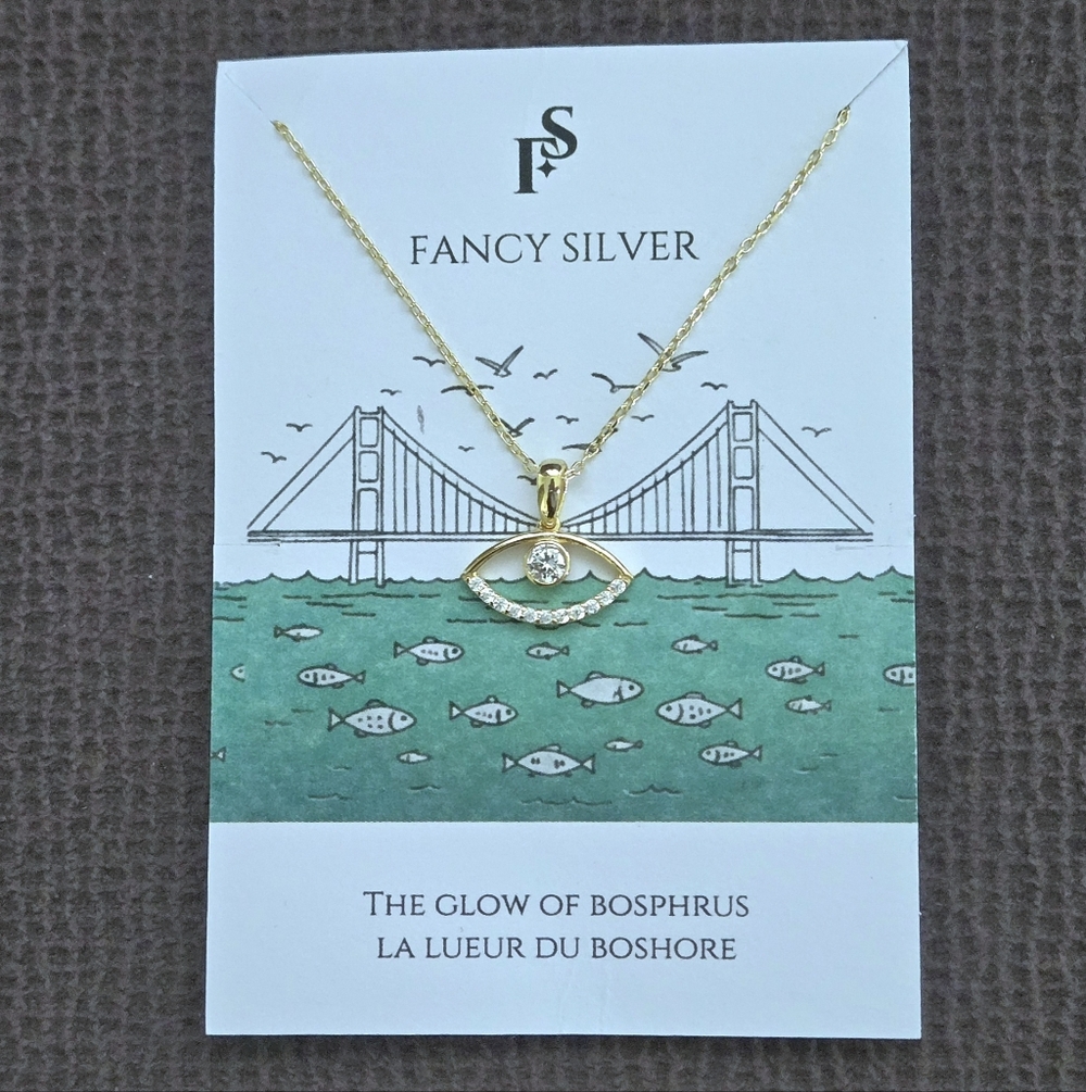 Fancy Silver🤍 Evil Eye🧿 Pendant Necklace - Picture 2 of 16